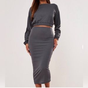 NWT Missguided Crop & Midaxi Skirt Set